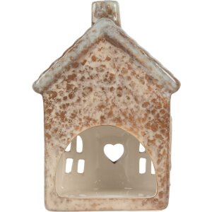 Clayre & Eef Kandelaar Huis 9x6x13 cm Beige Groen