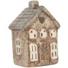Clayre & Eef Kandelaar Huis 9x6x13 cm Beige Groen