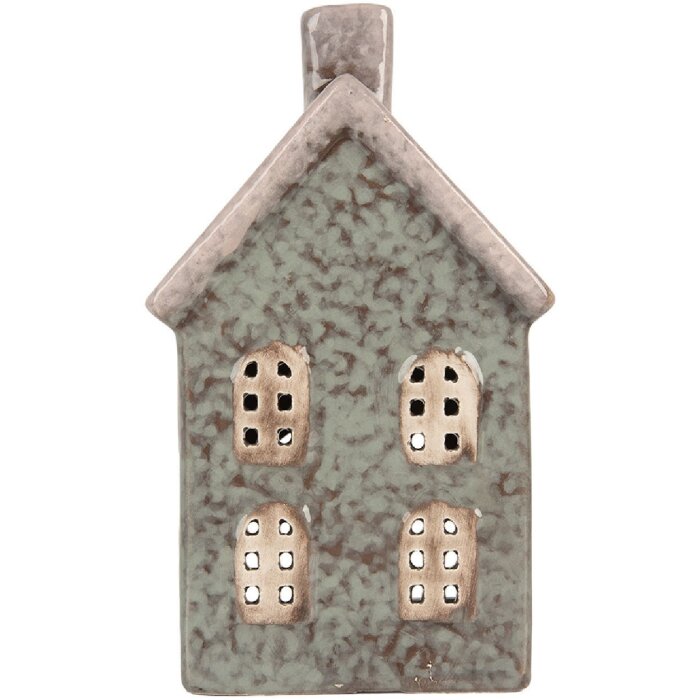 Clayre & Eef 6CE2292 Kandelaar Huis Groen Roze 8x7x14 cm