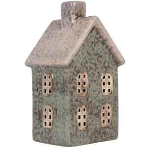 Clayre & Eef 6CE2292 Kandelaar Huis Groen Roze 8x7x14 cm