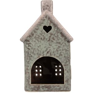 Clayre & Eef 6CE2292 Kandelaar Huis Groen Roze 8x7x14 cm