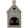 Clayre & Eef 6CE2292 Kandelaar Huis Groen Roze 8x7x14 cm