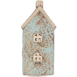 Clayre & Eef Kandelaar Huis 8x7x15 cm Blauw/Beige