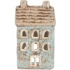 Clayre & Eef Kandelaar Huis 8x7x15 cm Blauw/Beige