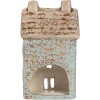 Clayre & Eef Kandelaar Huis 8x7x15 cm Blauw/Beige