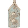 Clayre & Eef Kandelaar Huis 8x7x15 cm Blauw/Beige