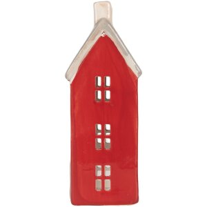 Clayre & Eef 6CE2294 Kandelaar Huis Rood Grijs 7x7x18cm