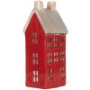 Clayre & Eef 6CE2294 Kandelaar Huis Rood Grijs 7x7x18cm