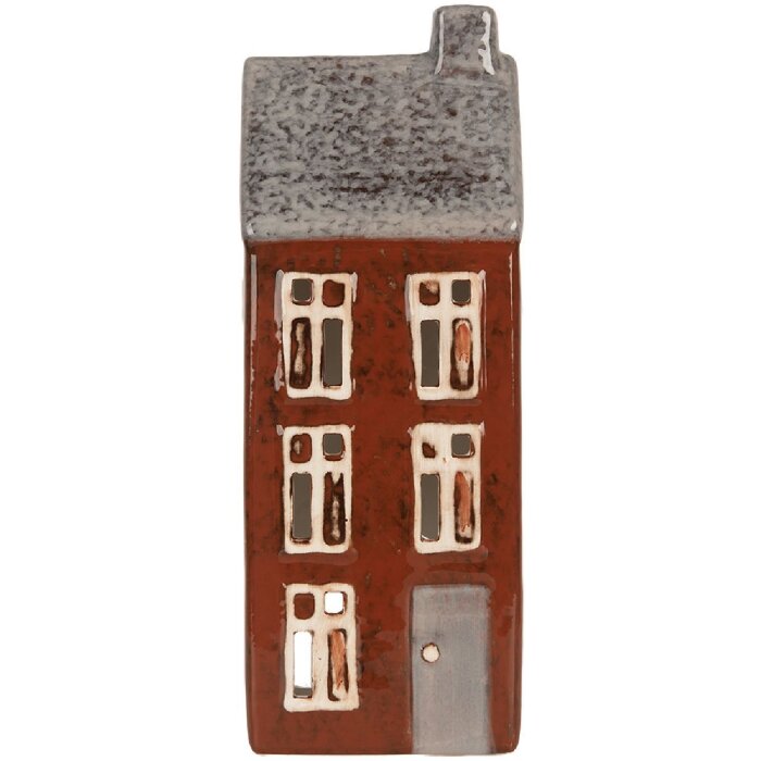 Clayre & Eef 6CE2295 Kandelaar Huis 10x7x26 cm Bruin Grijs