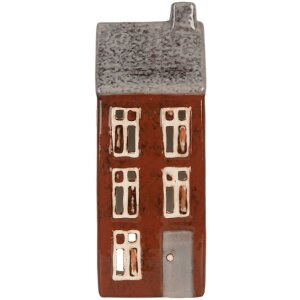 Clayre & Eef 6CE2295 Kandelaar Huis 10x7x26 cm Bruin Grijs