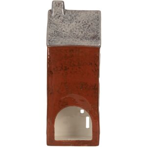 Clayre & Eef 6CE2295 Kandelaar Huis 10x7x26 cm Bruin Grijs