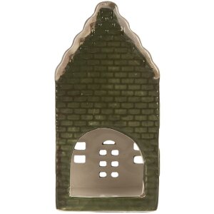 Clayre & Eef 6CE2301 Kandelaar Huis 7x7x14 cm Grijs-Groen