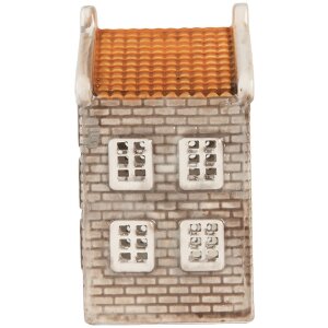 Clayre & Eef Kandelaar Huis 7x7x14 cm Grijs-Oranje