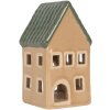 Clayre & Eef 6CE2307 Kandelaar Huis 6x6x11 cm Beige/Groen