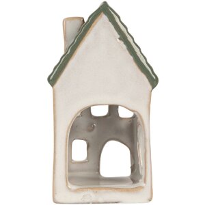 Clayre & Eef 6CE2308 Kandelaar Huis 7x7x13 cm Grijs-Groen