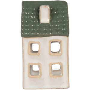 Clayre & Eef 6CE2308 Kandelaar Huis 7x7x13 cm Grijs-Groen