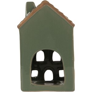 Clayre & Eef 6CE2309 Kandelaar Huis Groen Bruin 9x8x15 cm