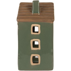 Clayre & Eef 6CE2309 Kandelaar Huis Groen Bruin 9x8x15 cm