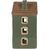 Clayre & Eef 6CE2309 Kandelaar Huis Groen Bruin 9x8x15 cm