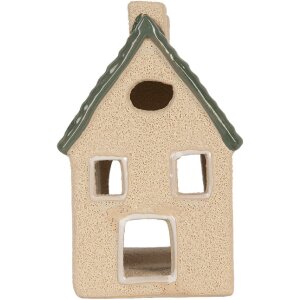 Clayre & Eef 6CE2310 Kandelaar Huis 8x11x14 cm Beige-Groen