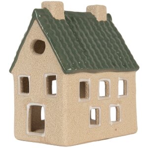 Clayre & Eef 6CE2310 Kandelaar Huis 8x11x14 cm Beige-Groen