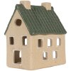 Clayre & Eef 6CE2310 Kandelaar Huis 8x11x14 cm Beige-Groen