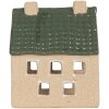 Clayre & Eef 6CE2310 Kandelaar Huis 8x11x14 cm Beige-Groen