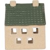Clayre & Eef 6CE2310 Kandelaar Huis 8x11x14 cm Beige-Groen
