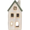 Clayre & Eef Kandelaar Huis Beige Groen 9x8x18cm