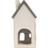 Clayre & Eef Kandelaar Huis Beige Groen 9x8x18cm