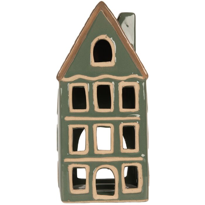 Clayre & Eef 6CE2312 Kandelaar Huis 9x8x19 cm Groen