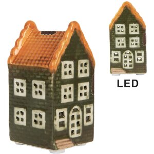 Clayre & Eef 6CE2300 Decoratie Huis met LED 4x4x8 cm