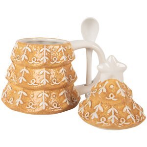 Clayre & Eef 6CEMU0212 Beker met deksel en lepel 350ml