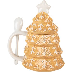 Clayre & Eef 6CEMU0212 Beker met deksel en lepel 350ml