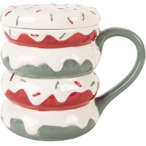 Clayre & Eef 6CEMU0228 Beker met deksel 450ml 15x10x12cm