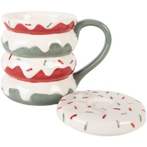 Clayre & Eef 6CEMU0228 Beker met deksel 450ml 15x10x12cm