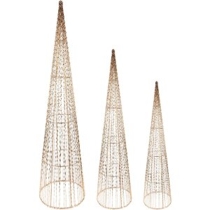 Clayre & Eef 50828 Decoratieve LED Kegel Set 3 Ø20x80/16x60/11x40 cm