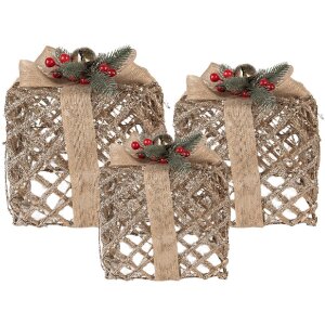 Clayre & Eef 66308 Decoratie Geschenk LED 3-delige...