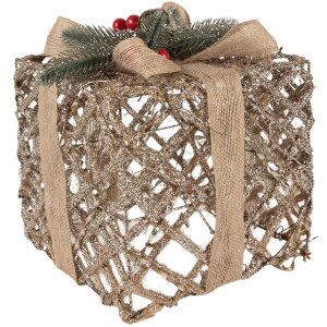 Clayre & Eef 66308 Decoratie Geschenk LED 3-delige Set Goudkleurig