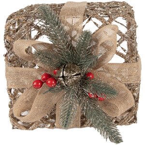 Clayre & Eef 66308 Decoratie Geschenk LED 3-delige Set Goudkleurig