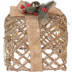 Clayre & Eef 66308 Decoratie Geschenk LED 3-delige Set Goudkleurig