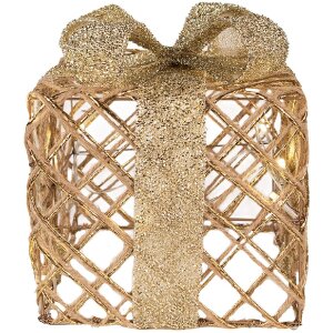 Clayre & Eef 66311 Decoratie Geschenk LED 3-delig Goudkleurig