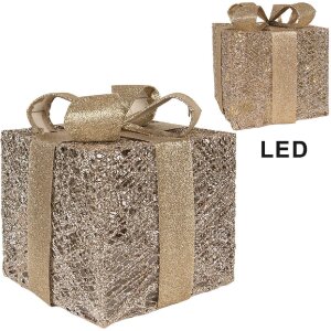 Clayre & Eef 66312 Decoratie Geschenkset LED 3-delig Goudkleurig