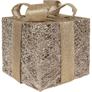 Clayre & Eef 66312 Decoratie Geschenkset LED 3-delig Goudkleurig