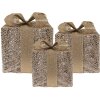 Clayre & Eef 66312 Decoratie Geschenkset LED 3-delig Goudkleurig
