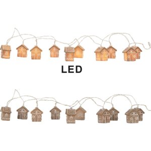 Clayre & Eef Decoratieve Lichtsnoer Huizen 10 LED 150cm