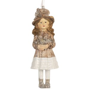 Clayre & Eef Decoratiehanger Kind 5x4x12 cm Beige Roze