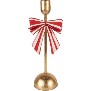 Clayre & Eef 6Y5941 Kandelaar 11x9x28 cm Goudkleurig Rood
