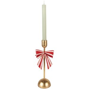 Clayre & Eef 6Y5941 Kandelaar 11x9x28 cm Goudkleurig Rood