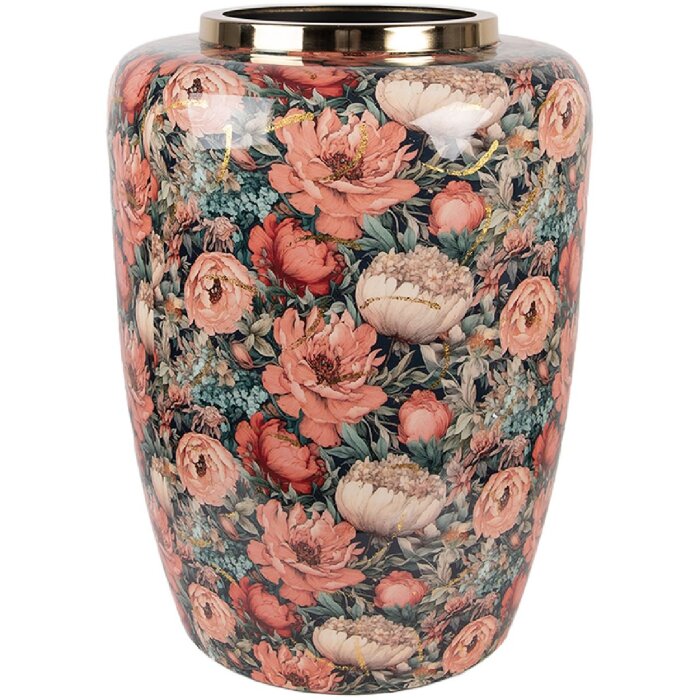 Clayre & Eef 66376 Decoratieve Vaas Ø 33x44 cm Groen Roze